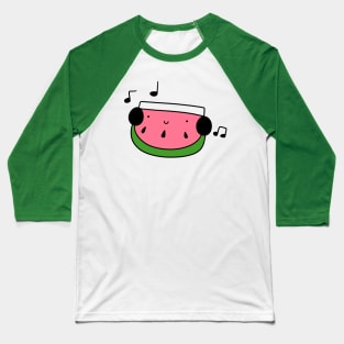 Watermelon Wedge with Headphones Baseball T-Shirt